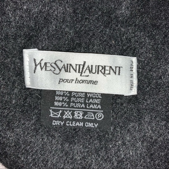 SAINT LAURENT Pour Homme pure wool MUFFLER style fringed SCARF - Picture 2 of 5